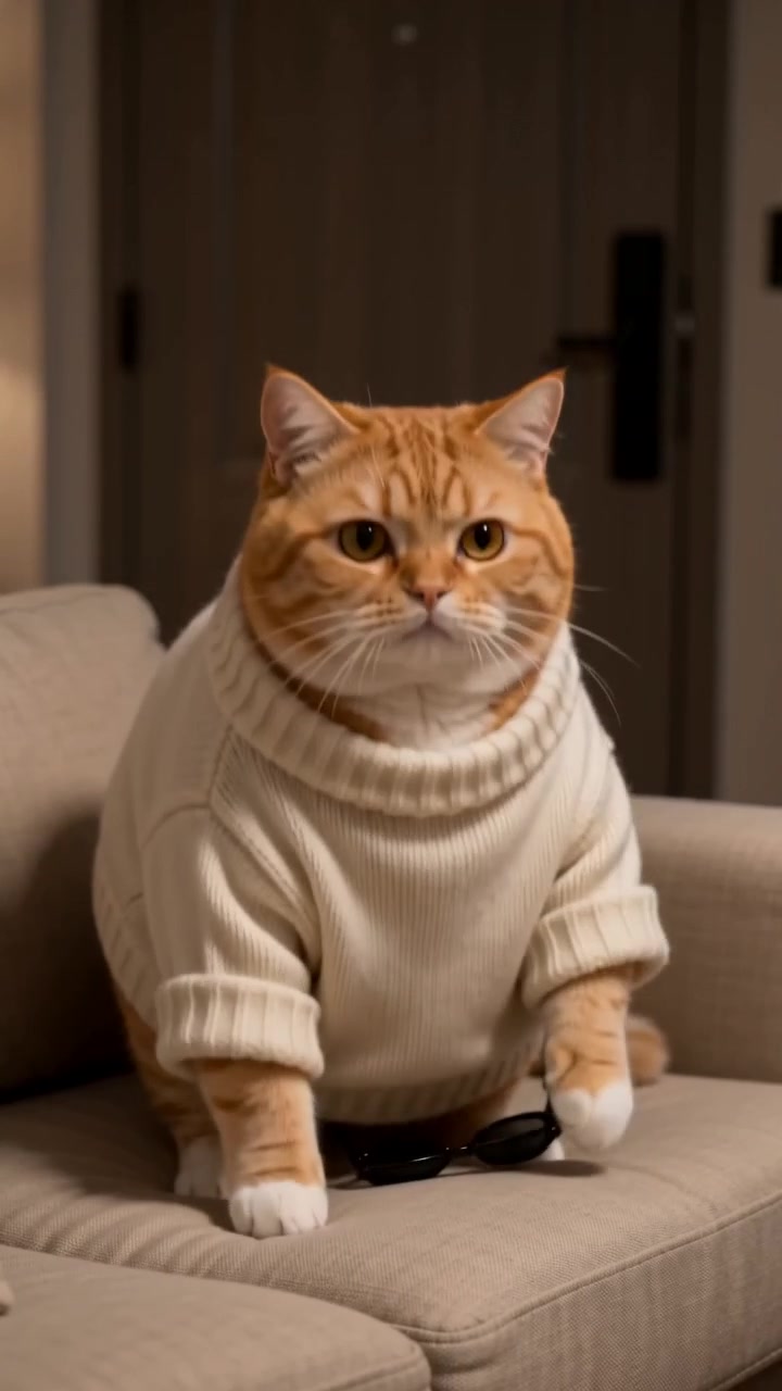 AI cat secret couch dance video
