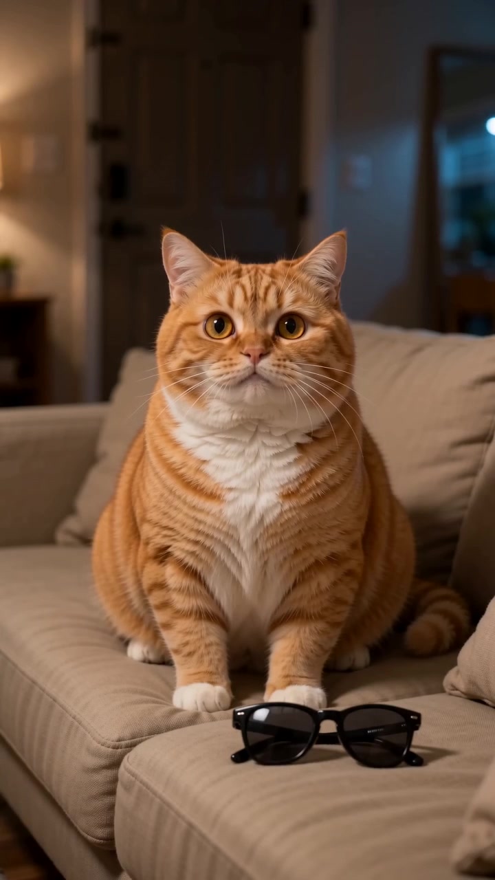 AI cat secret couch dance video
