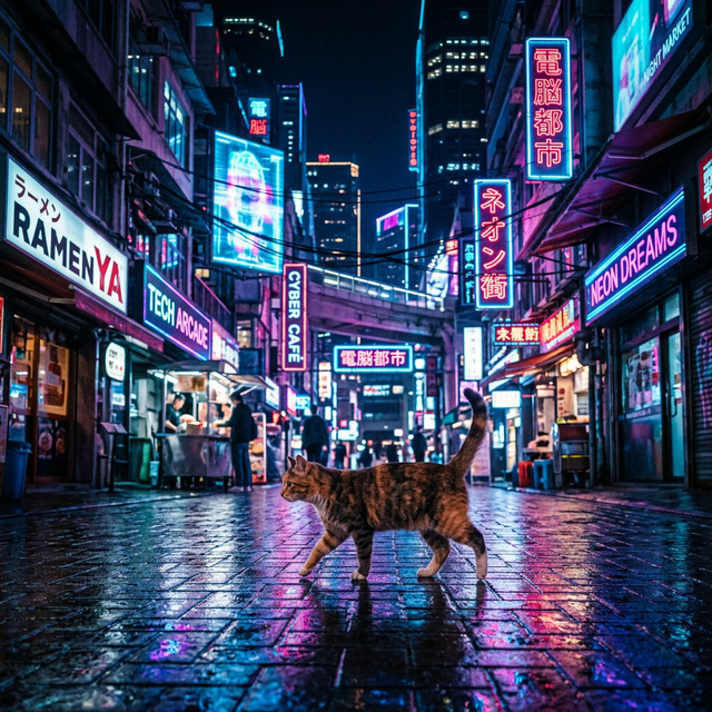Neon Cyberpunk Cat
