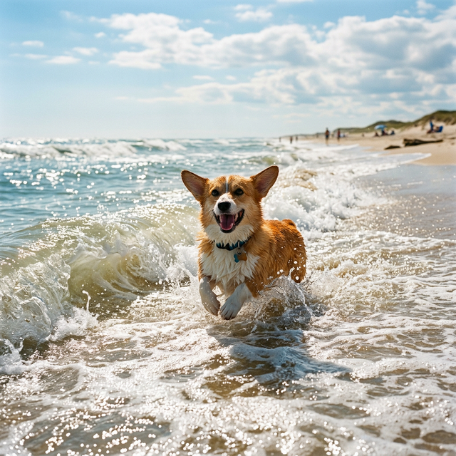 Corgi Wave Surfing